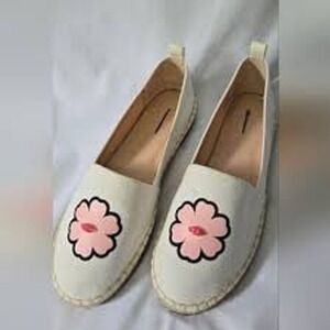 $148 Kate Spade Gavyn Optic White Peony Shoes Espadrille Flats Size 9.5 M